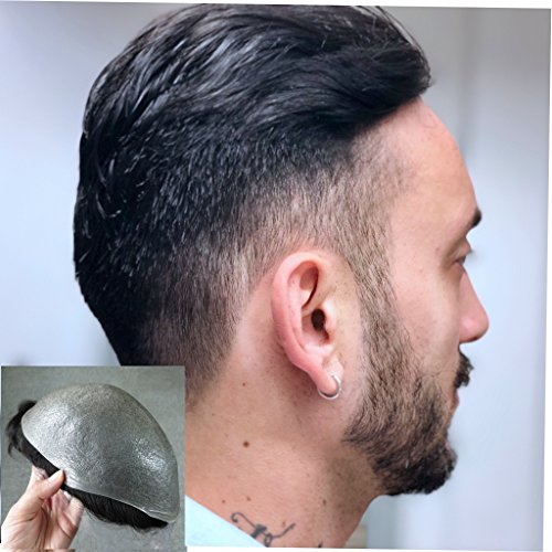 Ultra thin Skin Hairpieces for Men Hair Rreplacement Human Hair Toupee Natural Black