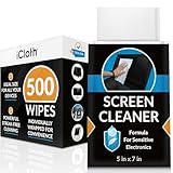 iCloth Large Screen Cleaning Wipes for Electronics, Lint-Free and Streak-Free, Fast-Drying, Removes Dust, Fingerprints, and Smudges (500 Wipes)