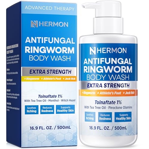 Antifungal Ringworm Treatment Body Wash - Antibacterial Wash with 1% Tolnaftate & Tea Tree Oil for Ringworm, Jock Itch, Tinea, Back Acne & Foot Odor on back, chest, groin, feet for Men and Women 500ml