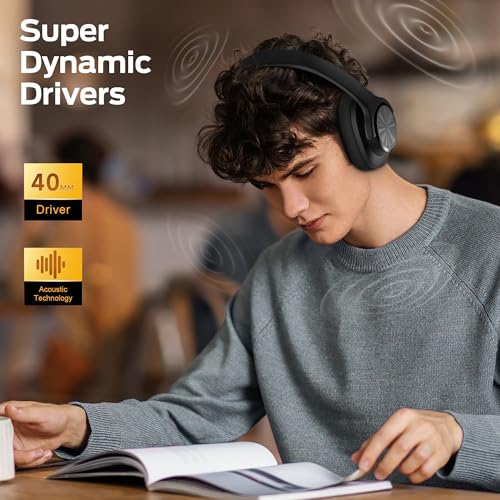 Image of Oraolo Mission 200 Bluetooth Headphones, Wireless Over-Ear Bluetooth with 3 EQ Modes,60H Playtime,Low Latency HiFi Stereo Foldable Lightweight Headset,Deep Bass for Home Office Cellphone PC Ect,Black