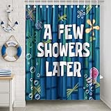 KAIRA Funny Ocean Shower Curtain 72x72 Inch with Hooks, Cute Cartoon Blue Sea Bathroom Decor, Waterproof Polyester Fabric for Women, Girls, and Humor Lovers