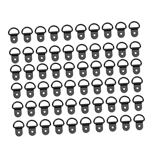 Image of Angoily 60pcs Black D-Ring Buckle Hooks Sturdy Hanging Hardware for Picture Frames d Hooks Strong Adhesive
