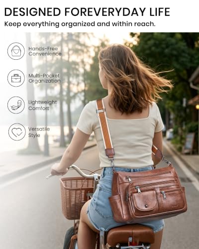 Image of Bluome Vegan Leather Crossbody Purse for women Multi Pocket Crossbody Bag Messenger Bag Travel Purse Handbag Shoulder