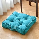 SUNROX Gel Memory Foam Meditation Floor Cushions, Heavy Duty Tufted Thicken Square Large Pillows for Adults, FadeShield Stain Resistant Floor Seating for Indoor/Outdoor 22x22 Inch, Turquoise