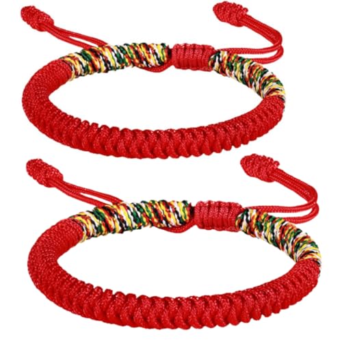 Handmade Braided Red Bracelet For Men Women Tibetan Lucky Amulet Knot Bracelet Woven Thread String For Friend and Couple Peace and Protection
