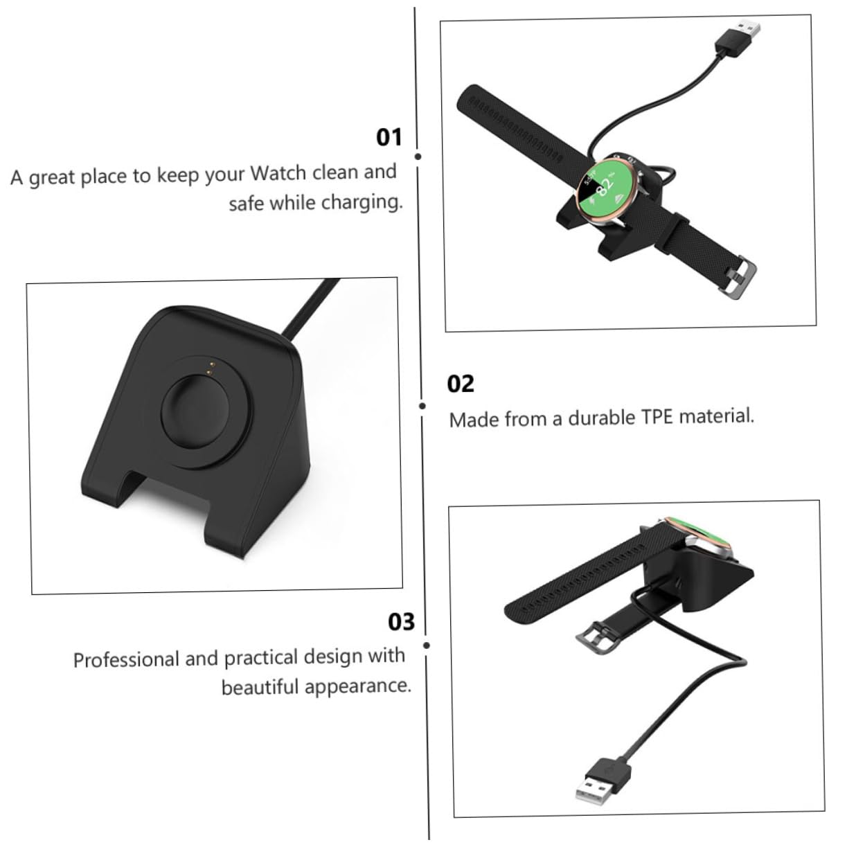 Hemobllo 3pièces Adaptateur De Charge Compatible pour Montre Connectée Gen Gen Chargeur TPE Pratique Et Stabile pour Bureau Et Voyage