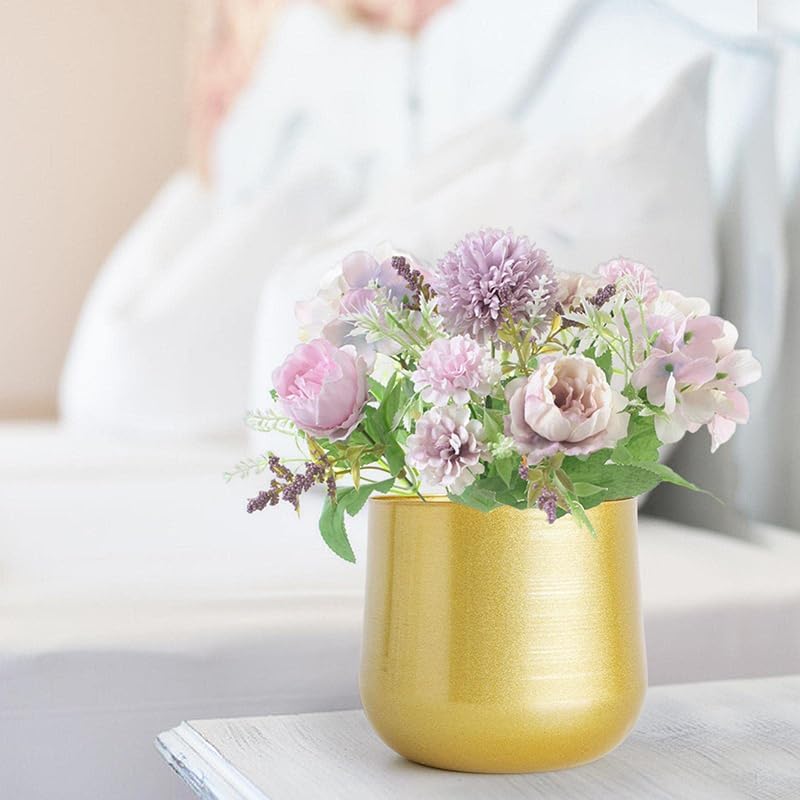 Miniatura 7 de Macetas de metal dorado, macetas de jardín de tono latón, macetas de cactus con orificio de drenaje, macetas para suculentas, macetas de orquídeas,