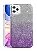 Produktbild stilluxy 11proMax 2019 Hülle Glitzer kompatibel mit Apple iPhone 11 Pro Max Cover I Phone 11Max proMax 1Phone IP Gradient Soft Silm Cases Bumper Protective Skins Neu 6,5 Zoll (lila)