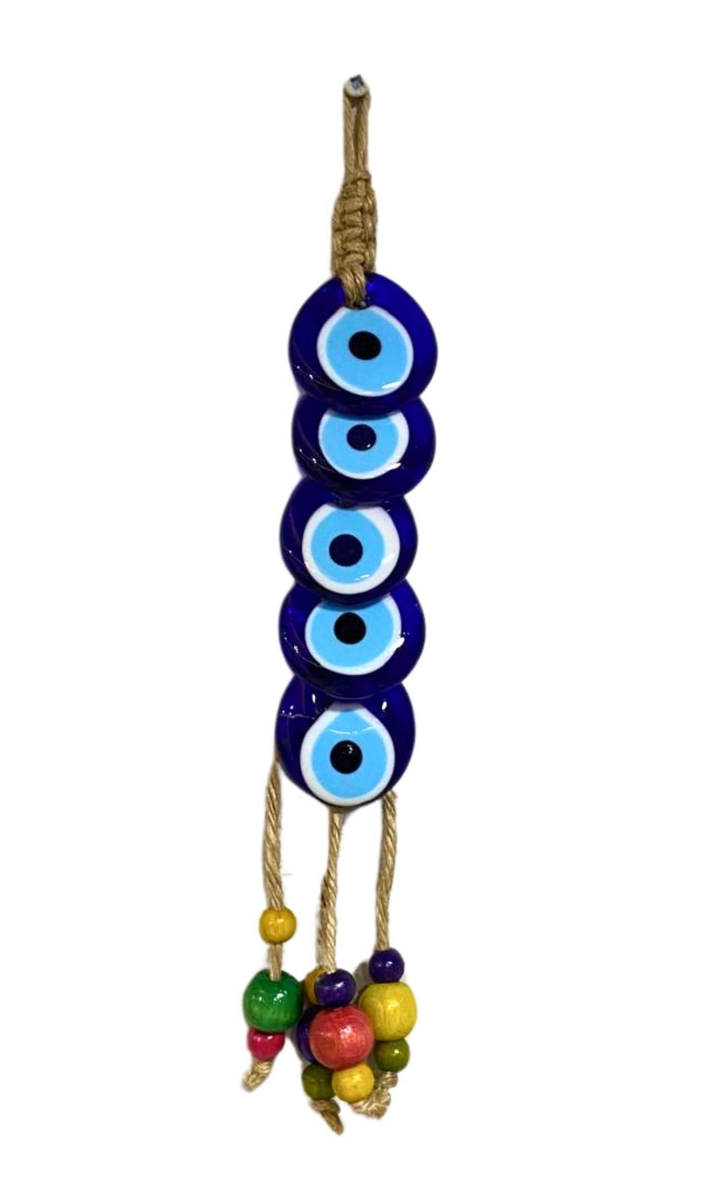 DoraLife 5's Lucky Evil Eye Pendant, Hanging Turkish Eye Keychain Feng Shui Blessing Window Ornament Amulet Pendant Charms for Home Office Wall Decors Car (4cm diameter each), ys/m