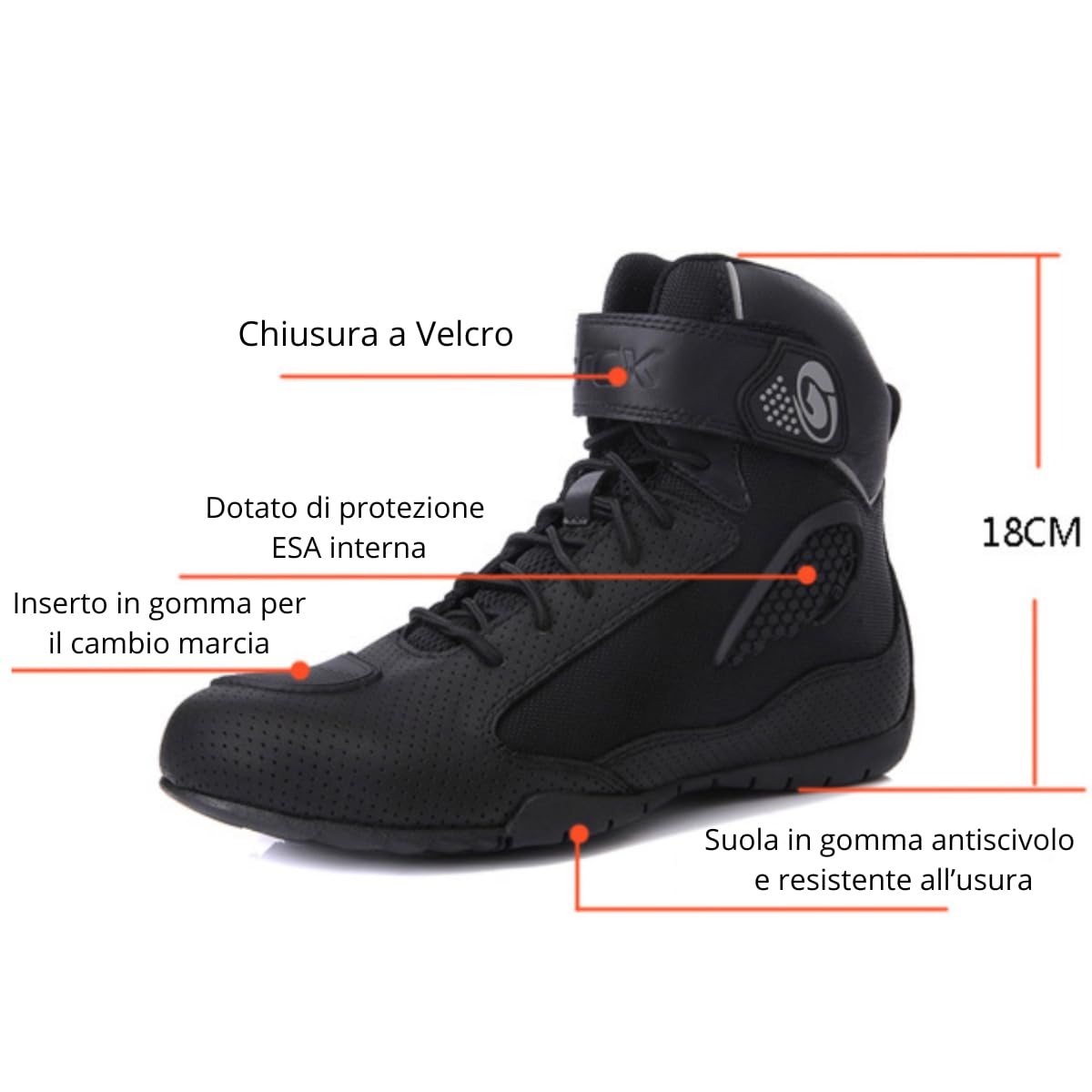 Scarpe Moto in Pelle di bovino per Uomo/Donna Stivali Moto Traspirante Antiscivolo
