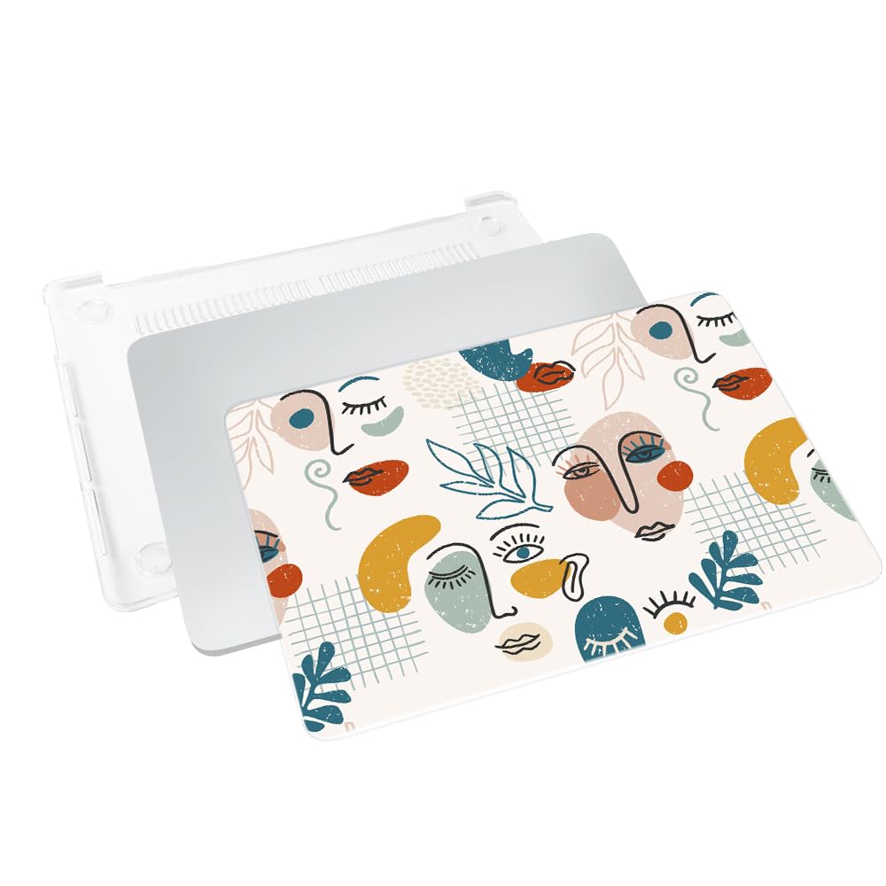 4 in 1 Custodia per MacBook Air 13,6 Pollici M3 M2 2024 A3113 e 2022 A2681, Cover Plastica Rigida Ultra Sottile + Tastiera Cover for Mac Air 13 M2 M3, Volto Umano Astratto 15