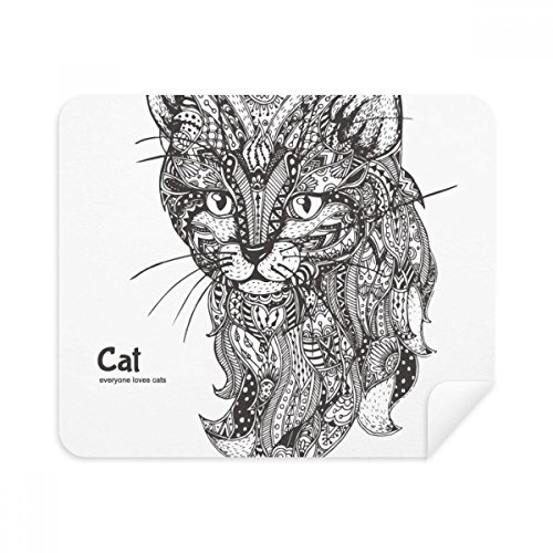 Nettoyeur écran téléphone portable et chiffon lunettes daim motif chat calme