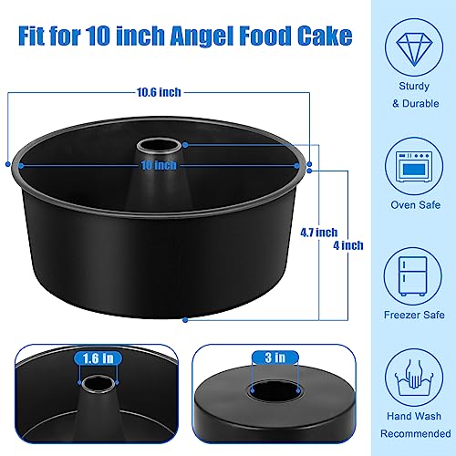 Image of TeamFar 10 Inch Angel Food Cake Pan, Non-Stick Coating Stainless Steel Core Pound Cake Pan with Tube, Healthy & Heavy-Duty, One-piece & Hollow Design, Release Easily & Easy Clean, Set of 2