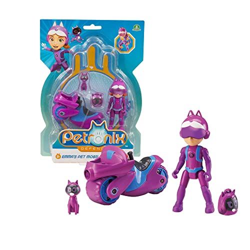 Giochi Preziosi Petronix Defender - Emma y Kitt - 10, Misión con Motocicleta y Mochila Desmontable Juguete, Personaje Action Figure 7 cm, Superhéroe Transformable para Niños a Partir de 3 años