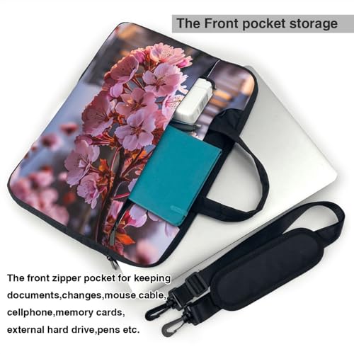 Bolso bandolera para laptop con diseño de flores de cerezo miniatura 4