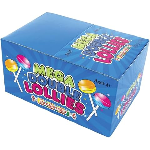 Smarties Double Lollies Mega | Vegan, Gluten Free, Peanut & Fat Free Fruity Flavors Childhood Treat, Perfect for Parties & Celebrations | Made by US Candy Company Since 1949 - 24 Count (Pack of 1) Cover