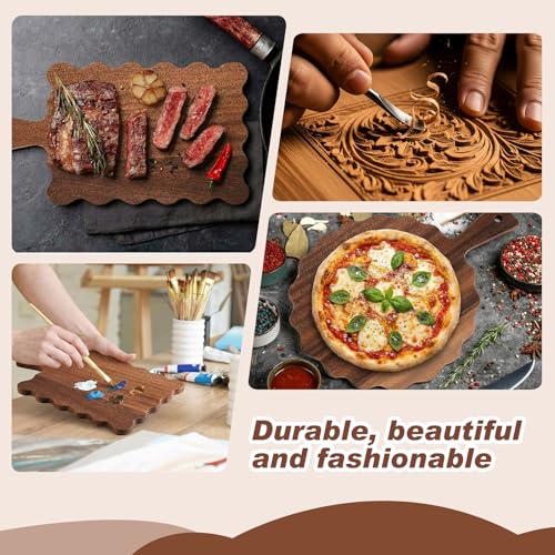 2 Pcs Ebony Wood Scalloped Wood Cutting Board with Handle for Kitchen - Image 5