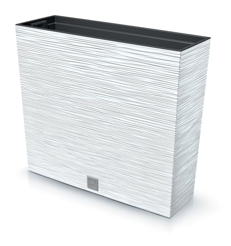 Tymar Blumenkasten Blumenkübel hoch Pflanzkasten Outdoor Blumentopf sichtschutz länglich pflanzgefäße für draussen rechteckig (Weiß; 58x18x50cm)