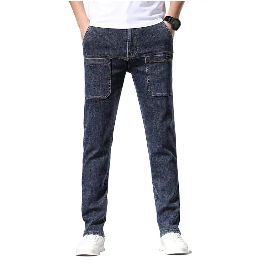 Jeans elásticos, pantalones pequeños de pierna recta, pantalones casuales
