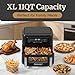 Elite Gourmet Dual Zone Air Fryer Oven 11QT, Dual Basket Air Fryer with Divider, Sync Finish & Sync Cook, PFAS Free Nonstick, 10 Presets, Air Fry Bake Roast Broil Toast Dehydrate, 1600W Black