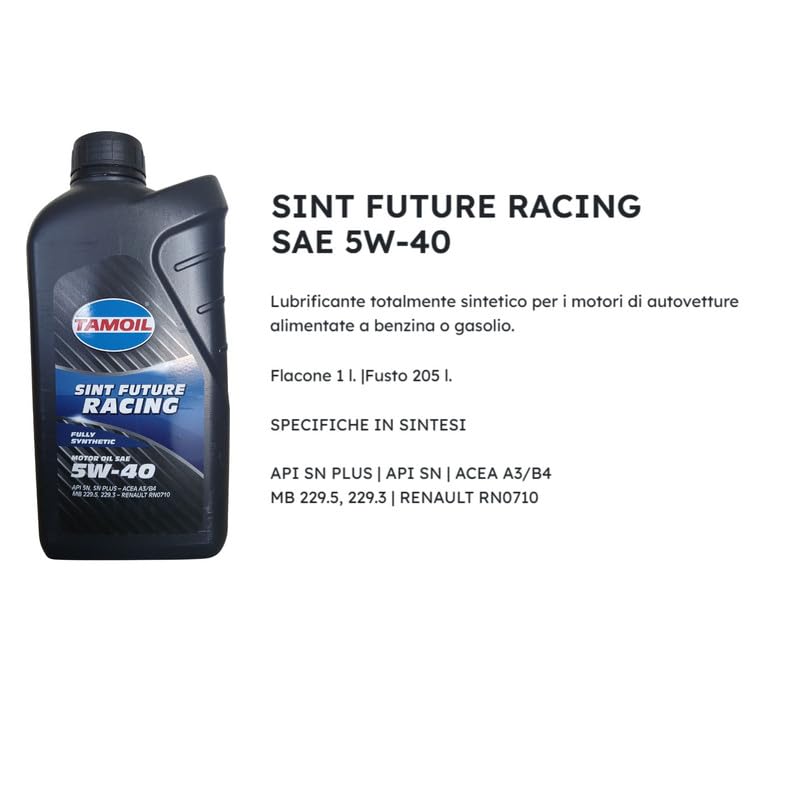 Lubrificanti TAMOIL SAE 5W-40 A3/B4 6x1L - Olio motore Totalmente Sintetico per auto alimentate a benzina o gasolio.