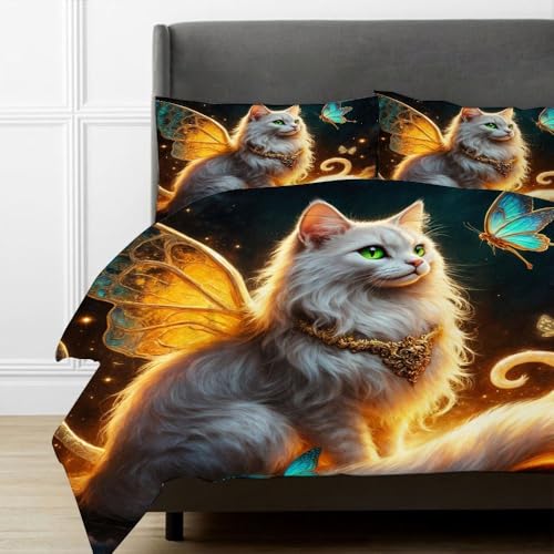 Housse de couette chat 160x200 imprimé 3D avec fermeture éclair cachée - 4