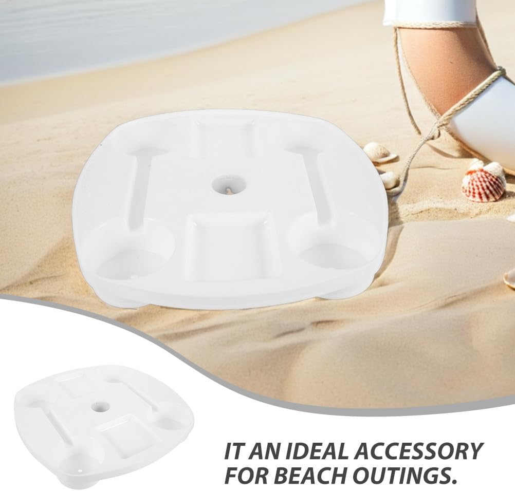 2pcs Adjustable Beach Umbrella Table Tray with Drink Holders and Snack Container Portable Outdoor Tray for Patio Garden Pool Side