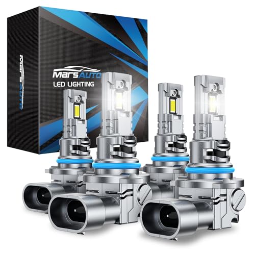 Marsauto 9005/HB3 9006/HB4 Light Bulbs, 9005 9006 80000LM Super Bright Front Light Bulbs with 5 mins Plug and Play, Turbo Fan, 50000 Hours Lifespan, 6500K Cool White, No Polarity, Fog Light, Pack of 4