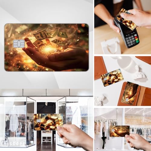 (2 Units) Holographic Credit Card Skin – 3M Material Debit Card Sticker, Waterproof, Durable & Easy to Apply, Multi-Design Personalised Cover (Abundance Attraction)3