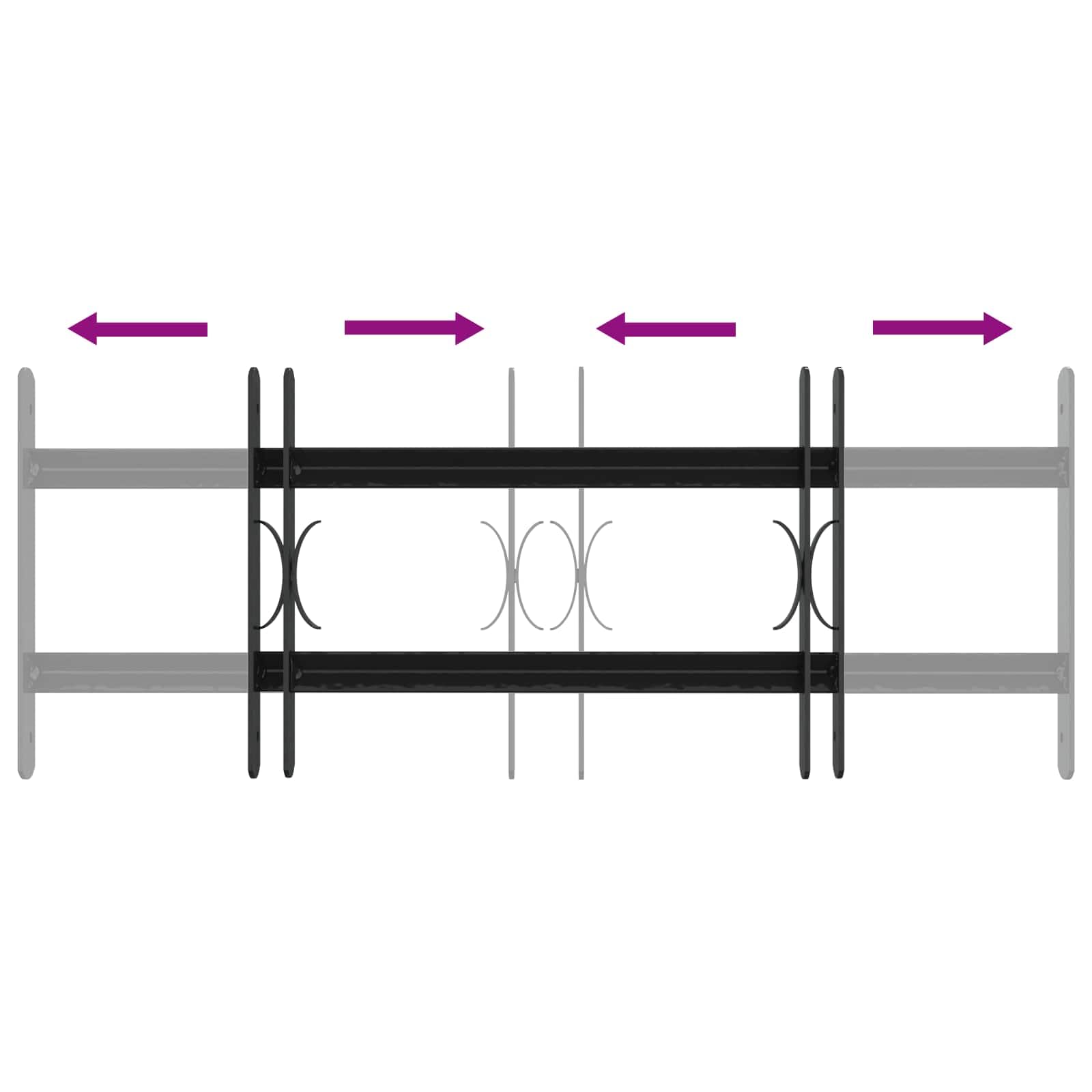 Juego de 3 barreras de seguridad para ventanas de acero galvanizado, color negro, 43 a 74 cm, montaje horizontal para claraboyas, ventanas de sótano, marcos y aspas