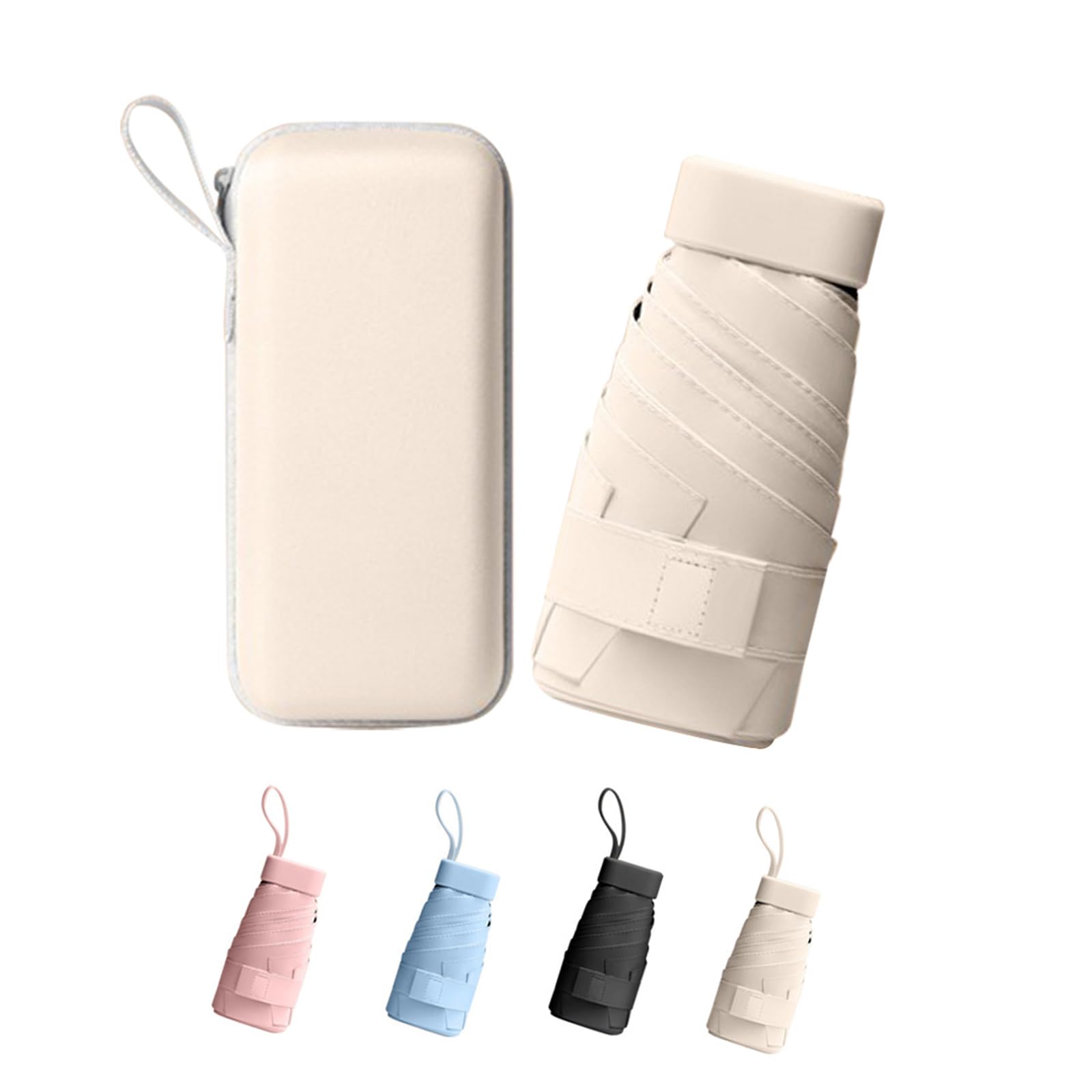 WQHSXXIA Mini UPF50+ Sun & Rain Umbrella, Compact Folding Travel Umbrella with bag, Lightweight UV Protection Parasol, Portable 6-Fold Design for