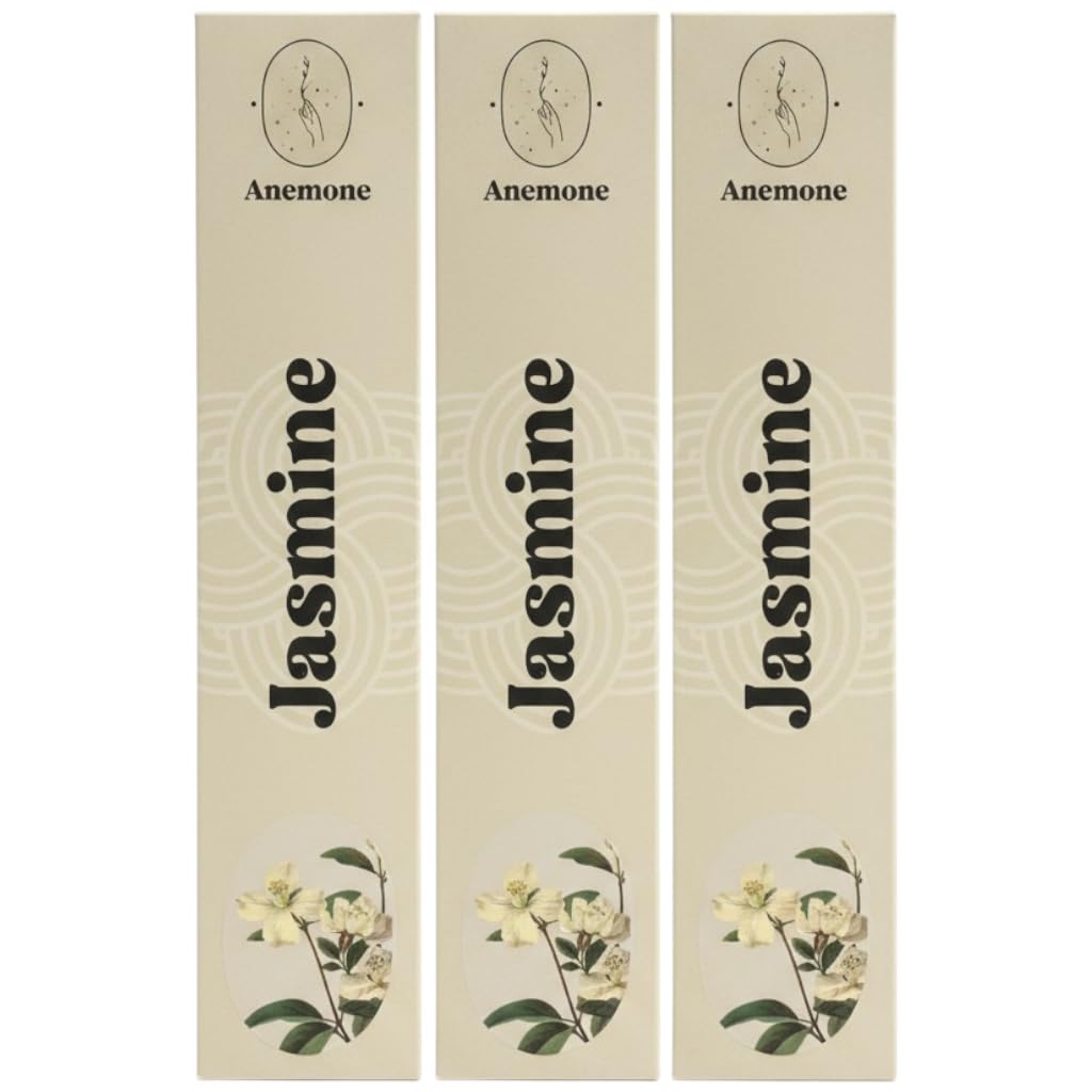 Encens Anemone 100% Naturel Artisanal Parfum Frais Purifiant Jasmin 3 Boîtes