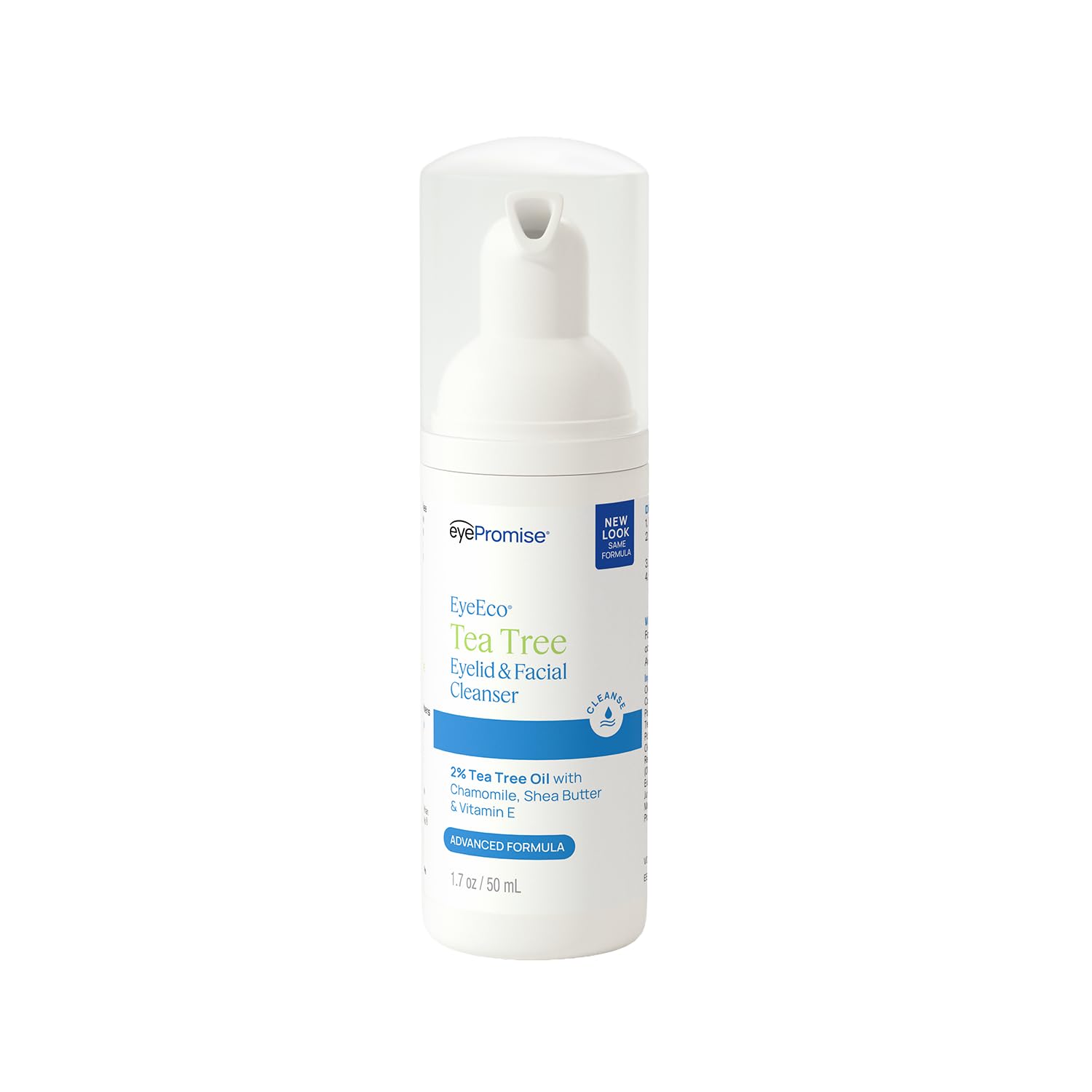 EyeEco Advanced Tea Tree Eyelid & Facial Cleanser, 1.6oz | Daily Face Wash & Eyelid Cleanser Removes Dirt & Makeup - Hydrating Eye & Skin Care with Tea Tree Oil & Shea Butter