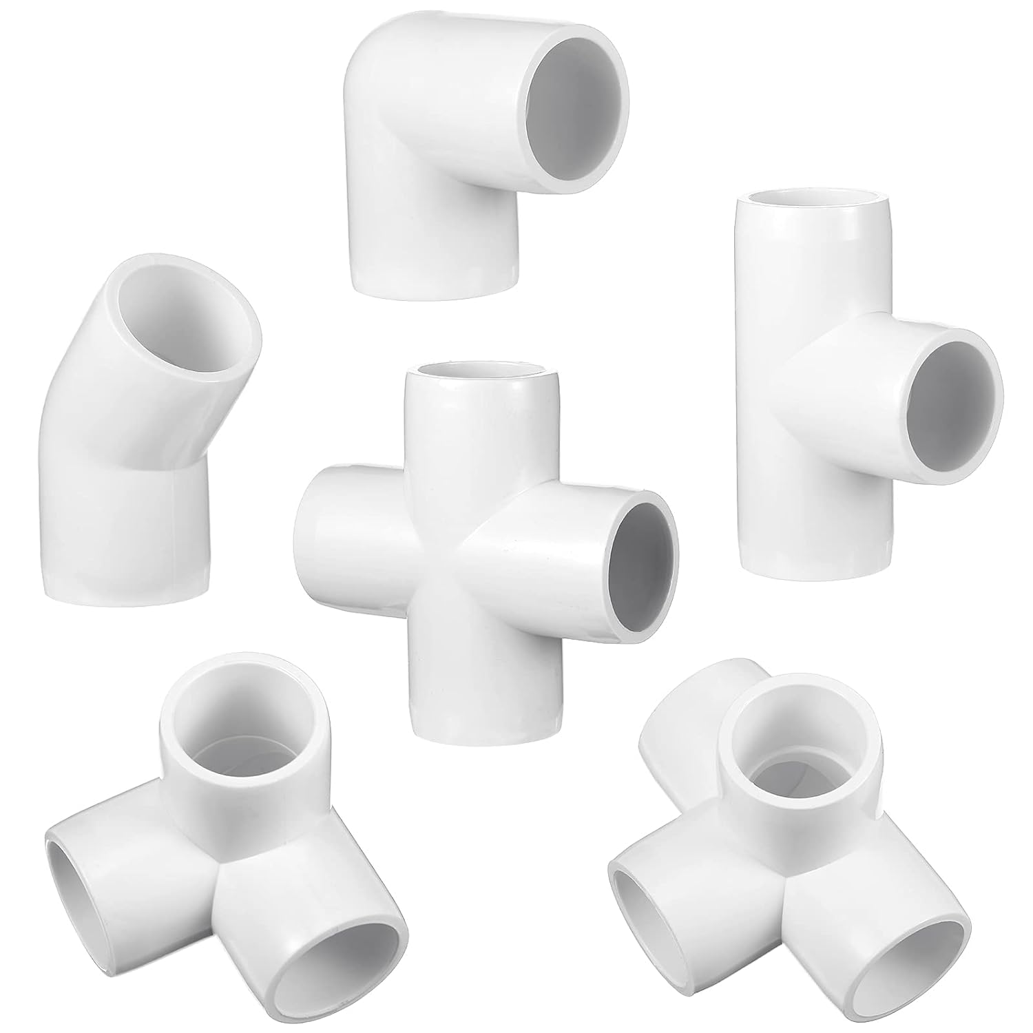 42 Pieces PVC Pipe Fittings Elbow Set Tent Connection Tee Heavy Duty PVC Elbow Fittings for Greenhouse Shed Pipe, Furniture Build and More (1/2 Inch)