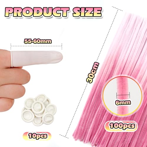 Limpiadores de tuberías de felpilla rosa de 12 pulgadas para manualidades y proyectos escolares 3