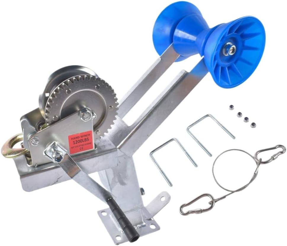 Boat Winch Mount System with Roller Stand 1200LB Post 3in W X 4in H Trailer Drawbar Compatible with Universal Height Adjustable Applications