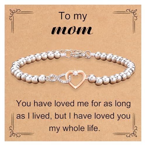 Image of Mother Daughter Bracelets Set for 2 Matching Heart Bracelets for Mother and Daughter to My Mom Bracelet Birthday Mothers Day Gifts for Mom Daughters