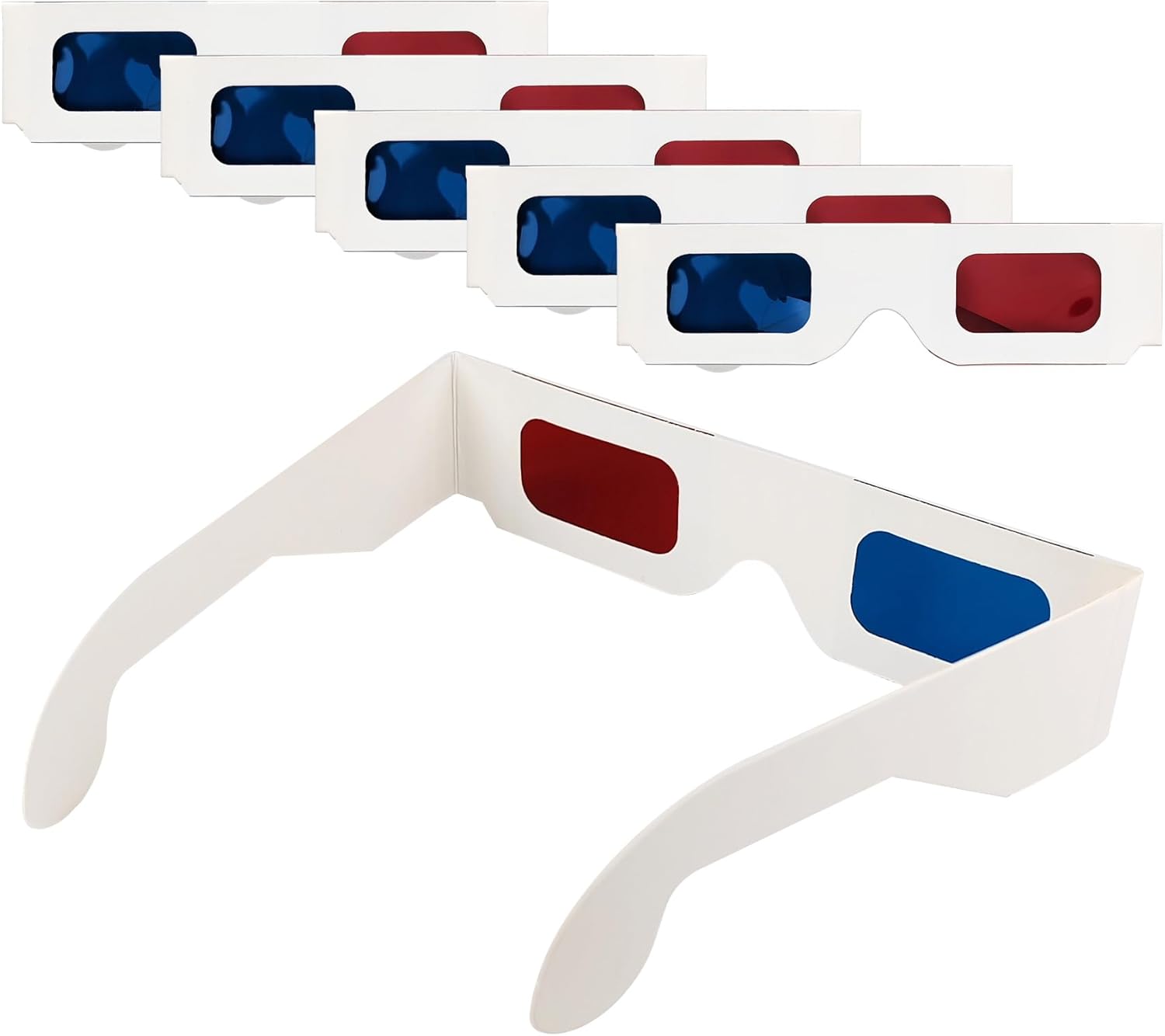 5 Pairs 3D Paper Glasses, Red Blue...