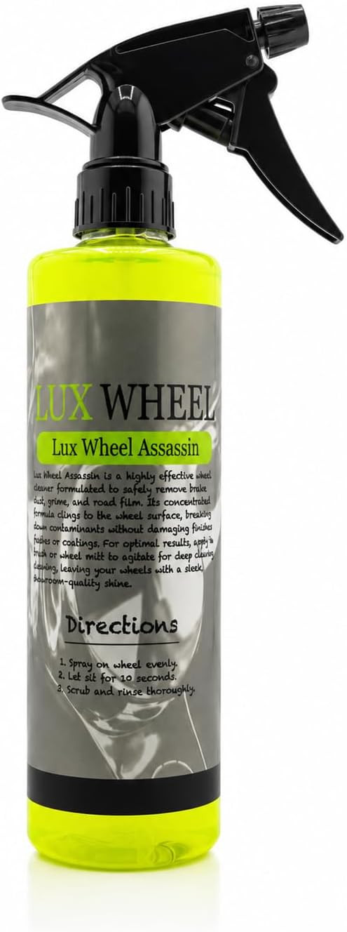 LuxWheelAssassin High-Performance Wheel Cleaner Cuts Brake Dust & Road Grime β Safe on Most Wheel Finishes β Fast-Acting Spray Formula β 16 oz