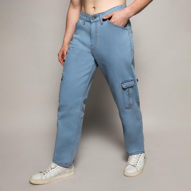 Image of CAHOOT Men's Denim Jeans for Casual Wear | Medium-Wash | Regular Fit | 5 Pockets | Button Closure | Denim Jeans Crafted with Comfort Fit for Casual Wear