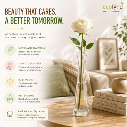 Image of ecofynd Glass Vase for Flowers Plants, Modern Decorative Vase for Home Decor Center Table, Bedroom, Living Room, Office Decoration, Wedding or Gifts, Luster Glass Vase, (GVASE016)