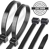 [page_title]-Caiery 100 Stück Große lange Kabelbinder 350 mm x 7,6 mm, UV-Beständig ultra starke Kabelbinder mit 50 kg Zugfestigkeit, Schwarz