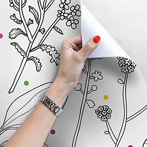Papier peint autocollant points de fleurs déco murale grand format 250x250 pour meuble