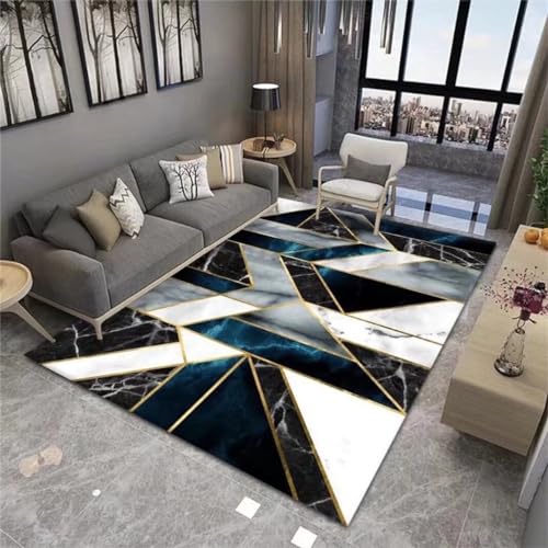 Tapis à poils courts noir 180x250cm géométrique pour chambre d'ado