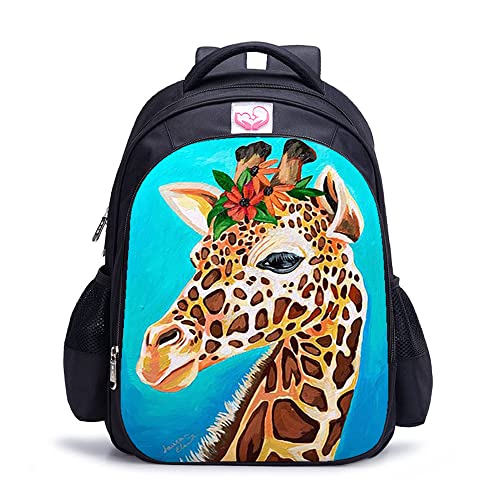 Sac à dos de loisirs à grand compartiment et motif girafe 3D