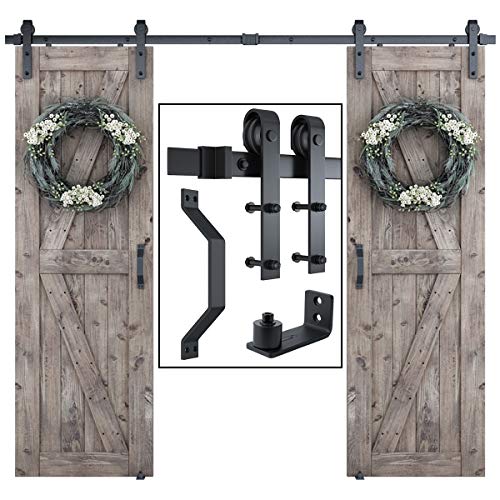 SMARTSTANDARD 8FT Double Sliding Barn Door Hardware Whole Kit