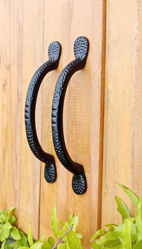 Image of MIX&MATCH HOME IMPROVEMENT Black matt 6inch pulls Handle 6pcs for Wardrobe Cabinet Window Cupboard Door with Round Art decortaive Style.