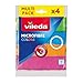 Vileda Microfibre Colors Pack de 4 Chiffons Lavettes Multi-Usages