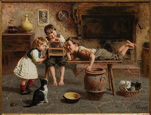 Impression d'affiches Jeux pour enfants Eugenio Zampighi sur toile premium portrait de 60x90cm