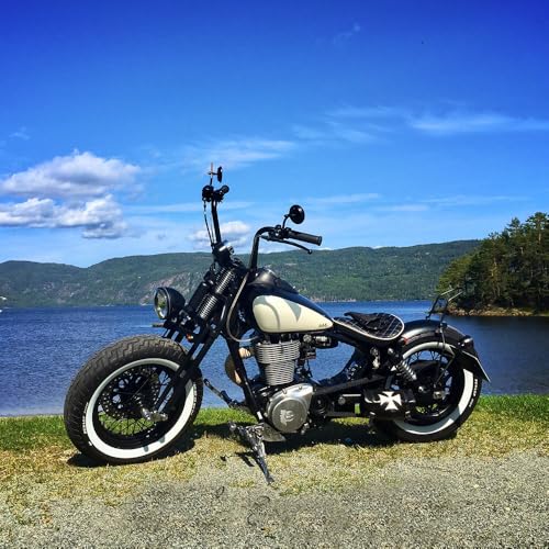 Image of Motorcycle Mirror,10mm Motorbike Rear View Mirror Irregular Shape Compatible with Harley Street Glide Electra Glide Road King Softail Touring Sportster and More (Black Round Shape)